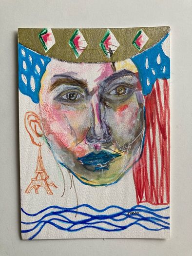 Original Art Figurative art Vive La France Paris Art French Themed Art Original Irish Art
