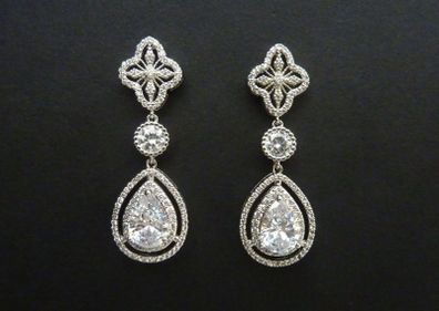 Vintage Style Cross Crucifix Crystal Drop Earrings