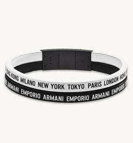 Emporio ArmaniUnisex Black Stainless Steel Multi-Strand Bracelet . New with tags.