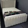New Florida Vertical Line Style Upholstered Panel Plush Velvet Bed Frame Uk Image 6