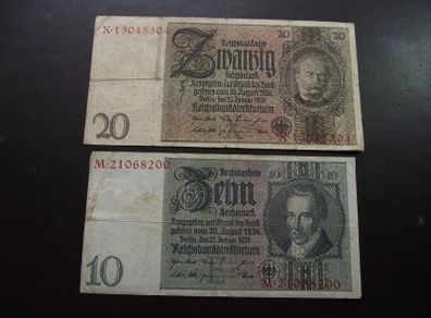 Germany. Reichsbanknote. 10 Mark & 20 Mark (21.2.1929)