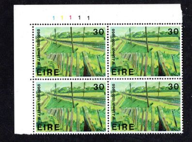 1981 Ireland Irish Art: Railway Embankment by WJ Leech Commemorative Stamp Plate Block 11111 Mint Never Hinged (MNH)