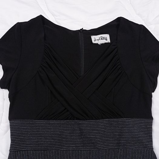 Joseph Ribkoff Black Grey Pinstripe Corporate Bodycon Midi Sheath Dress 10UK/38EU