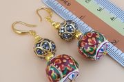 Handmade Afghani Design Colorful Enamel Drop Earrings
