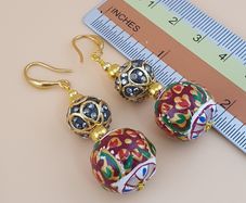 Handmade Afghani Design Colorful Enamel Drop Earrings