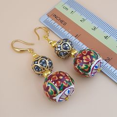 Handmade Afghani Design Colorful Enamel Drop Earrings