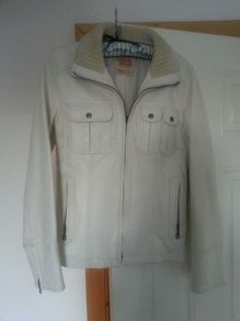 Mango Leather Cream Jacket