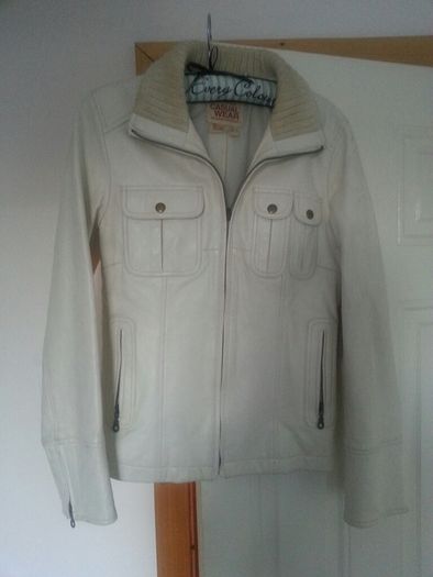 Mango Leather Cream Jacket