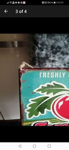vintage look hanging metal sign