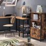 Bookcase, Book Cabinet, Office Shelf, Kitchen Cabinet with 2 Open Compartments, 1 Shelf with Cupboard Doors, Multifunctional, Industrial Design, Vintage brown Image 2