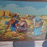 French Vintage Embroidery Picture in a wooden Frame - Women working in the Fields-70s Image 9