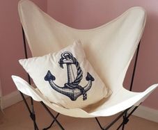 White Butterfly Chair, Metal Frame, Canvas Folding Seat