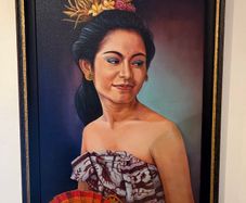 Large Original Balinese Portrait Painting - Professionally Framed 103cm x 75cm