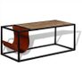Coffee Table with Genuine Leather Magazine Holder 110x50x45 cm Image 4