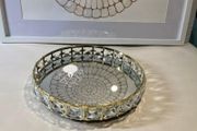 Decorative Gold Mirror Tray with Glass Gems (2 sizes available)