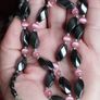 Beautiful Non-Magnetic Hematite and Pink Cat's Eye Necklace Image 3