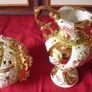 Vintage Italian Luxury Centerpiece Art Deco Lavishly Decorated Two Handled And Footed Vase And Bowl With Lid Made In Italy Image 2