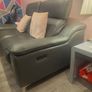 2 electric grey italian leather sofas Image 4