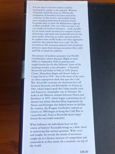 History book:'Summits.Six meetings that shaped the twentieth century' by David Reynolds