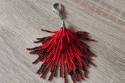 Red and Black Tribal Seed Bead Handmade Keyring
