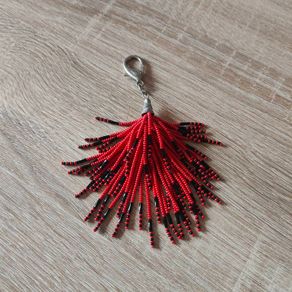 Red and Black Tribal Seed Bead Handmade Keyring