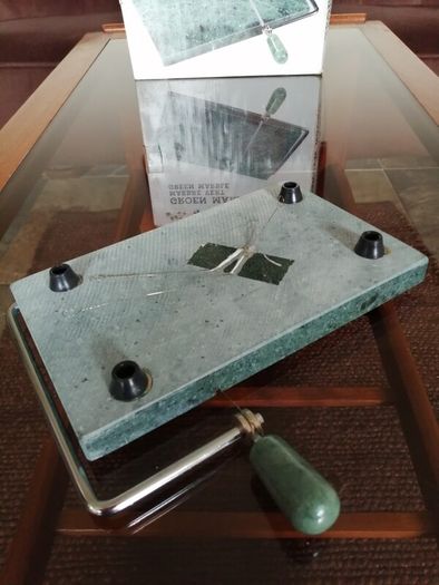 Retro Natural Marble Stone Cheese Slicer Butter Cutter with Replacement Wires