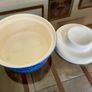Vintage Ceramic Fosters Studio Pottery Cornwall Blue Sgraffito Butter Breakfast Dish Image 5