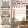 Dressing Table with Lighted Mirror, 110 cm Fluted Vanity Desk with Glass Top, Modern Makeup Desk with 5 Drawers and Shelves for Bedroom-US-style plug Image 3