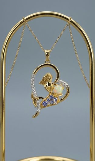 Silver Mermaid in Heart Pendant by Harry Ivens