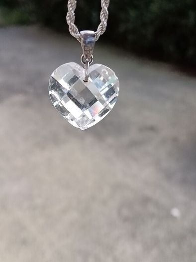 Stunning Large Cubic Zirconia Love Heart on Heavy Sterling Silver Chain