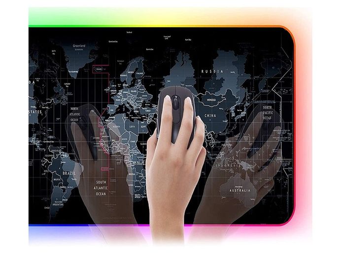 New Large Color LED Computer Mouse Pad World Map Gaming Mouse Keyboard Mat #1434