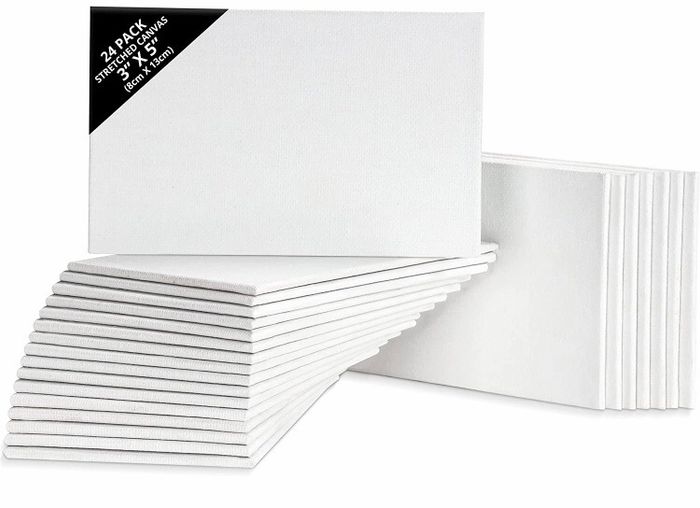 Blank Canvas (24 Pack) - 8 x 13cm (3 x 5 inches) - Pre Stretched Canvas Panel Boards - Suitable for Acrylic and Oil Painting