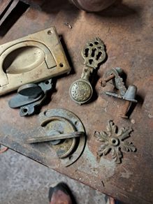various  brass furniture pieces