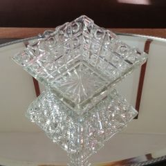 Art Deco Noughts & Crosses Glass Bowl Libochovice 1930s