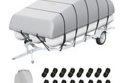 Pontoon Boat Cover, 19'-20' Waterproof Trailerable Pontoon Cover, 800D Marine Grade PU Oxford Fabric, with Motor Cover