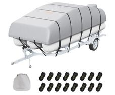 Pontoon Boat Cover, 19'-20' Waterproof Trailerable Pontoon Cover, 800D Marine Grade PU Oxford Fabric, with Motor Cover