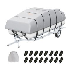 Pontoon Boat Cover, 19'-20' Waterproof Trailerable Pontoon Cover, 800D Marine Grade PU Oxford Fabric, with Motor Cover