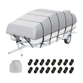 Pontoon Boat Cover, 19'-20' Waterproof Trailerable Pontoon Cover, 800D Marine Grade PU Oxford Fabric, with Motor Cover
