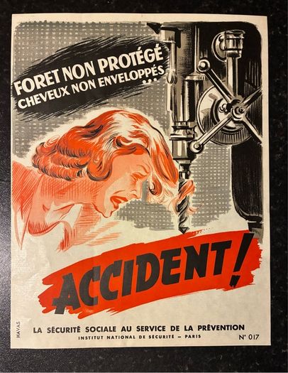 Original 1950's French Industrial Safety Poster