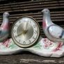 Vintage Jema Holland Pair of Pigeons Mantle Clock Figurines No 428 (works well) Image 2