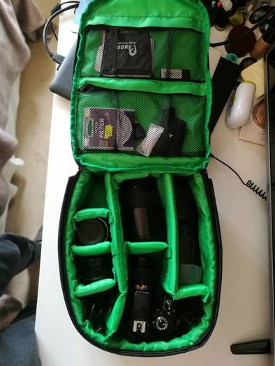 Nikon D3300 + 4 lens + light and flash+ tripods+backpac+ remuter