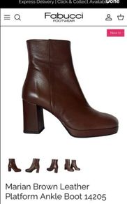 Brown leather ankle boots