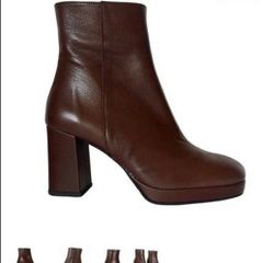 Brown leather ankle boots