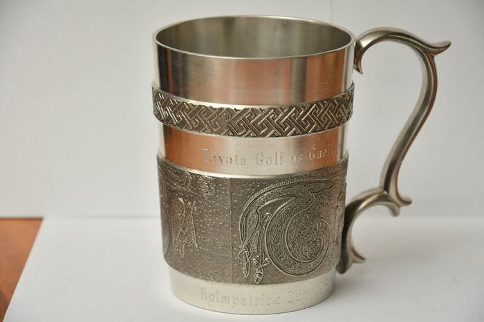 Vintage Pair of Mullingar Pewter Celtic Kells Tankards 10oz Toyota Golf Cup 1987 (Set of 2)