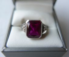 Antique 925 Sterling Silver Ruby Ring -Antique Mens Ruby Ring