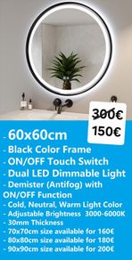 LED Bathroom Mirror Dual LED Demister Antifog