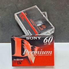 Sony Premium MiniDV Digital Videocassettes Lot - Includes 1 Brand New Sealed Tape & 2 Tapes with Hard Cases DVM60