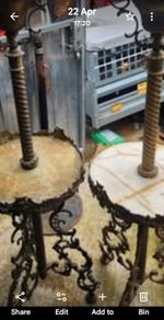pair of Victorian extendable oil lamps. Heavy