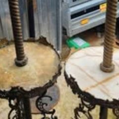 pair of Victorian extendable oil lamps. Heavy