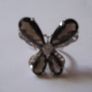 Smoky quartz & topaz silver Butterfly ring Image 6